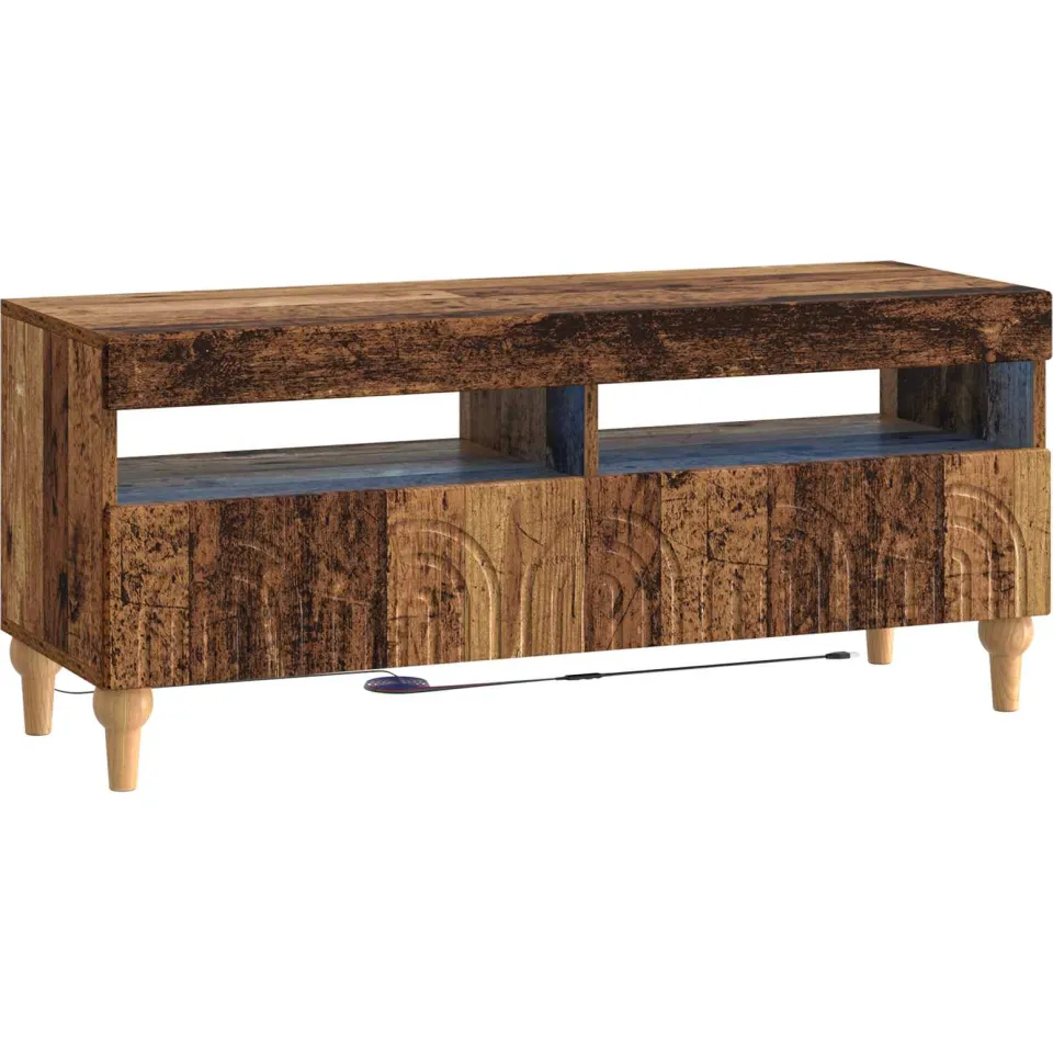 vidaXL LED tv-meubel ALKMAAR 100 x 35 x 43 cm Oud hout Bewerkt hout bruin, foto 3