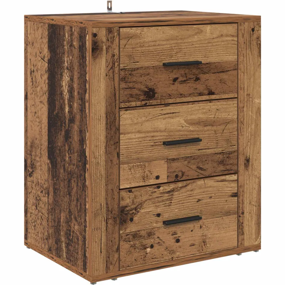 vidaXL Nachtkastje Oudhout 35 x 50 x 60 cm Bewerkt hout bruin, foto 3