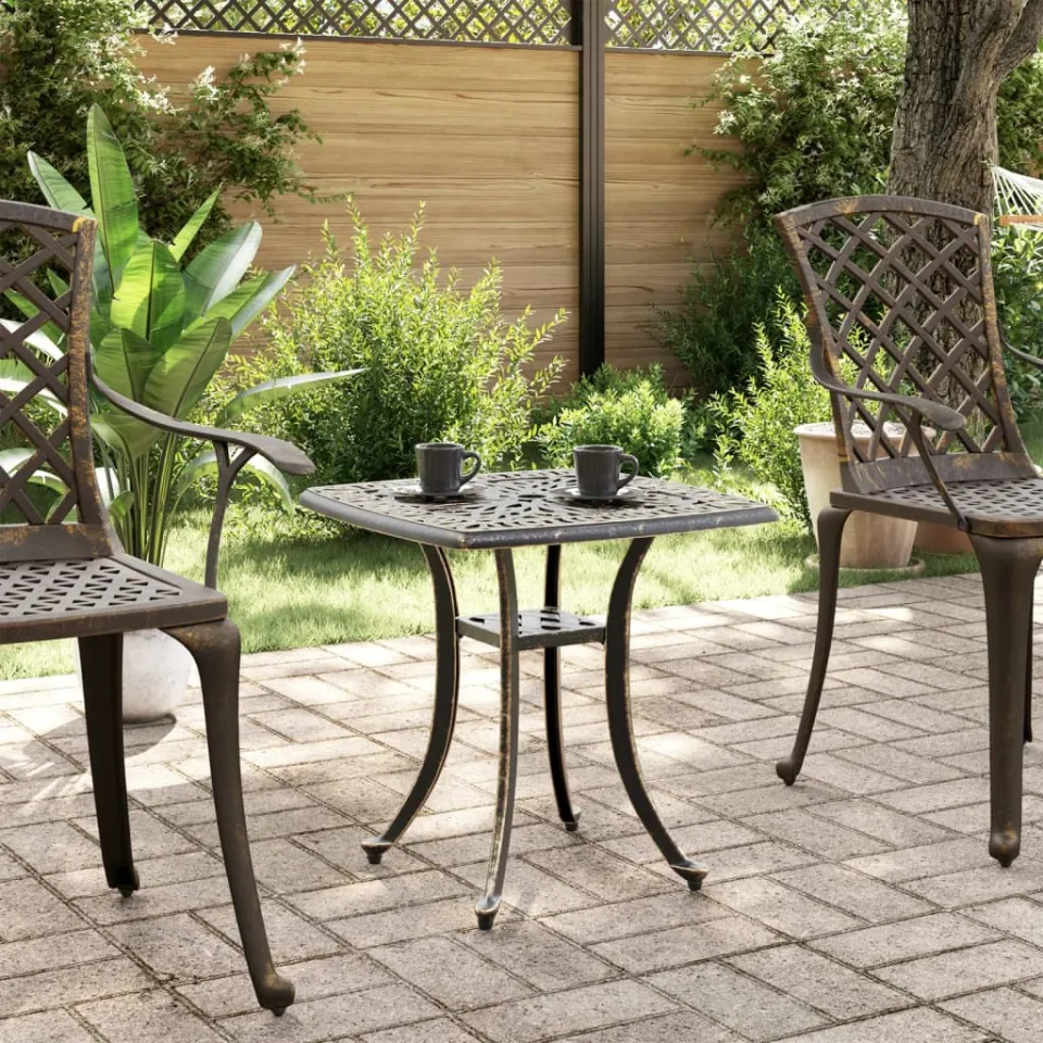 vidaXL Tuintafel 53x53x53 cm gietaluminium bronskleurig bruin, foto 3