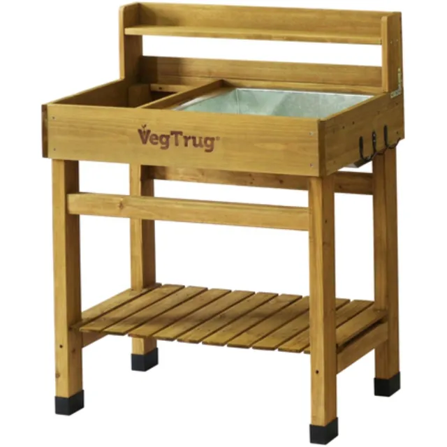 VegTrug Oppottafel DeLuxe – 100% FSC® Hout – Ergonomische Tuin Oppottafel met Opbergruimte Bruin
