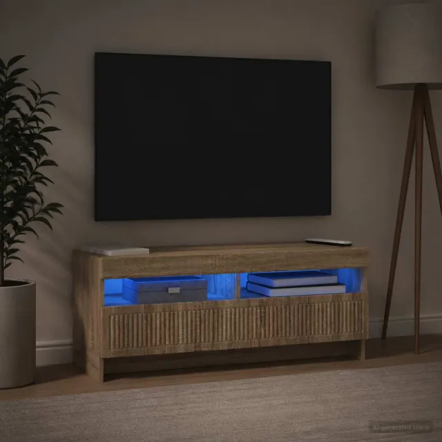 vidaXL LED tv-meubel EDE 100 x 35 x 43 cm Sonoma Eiken Bewerkt hout Bruin