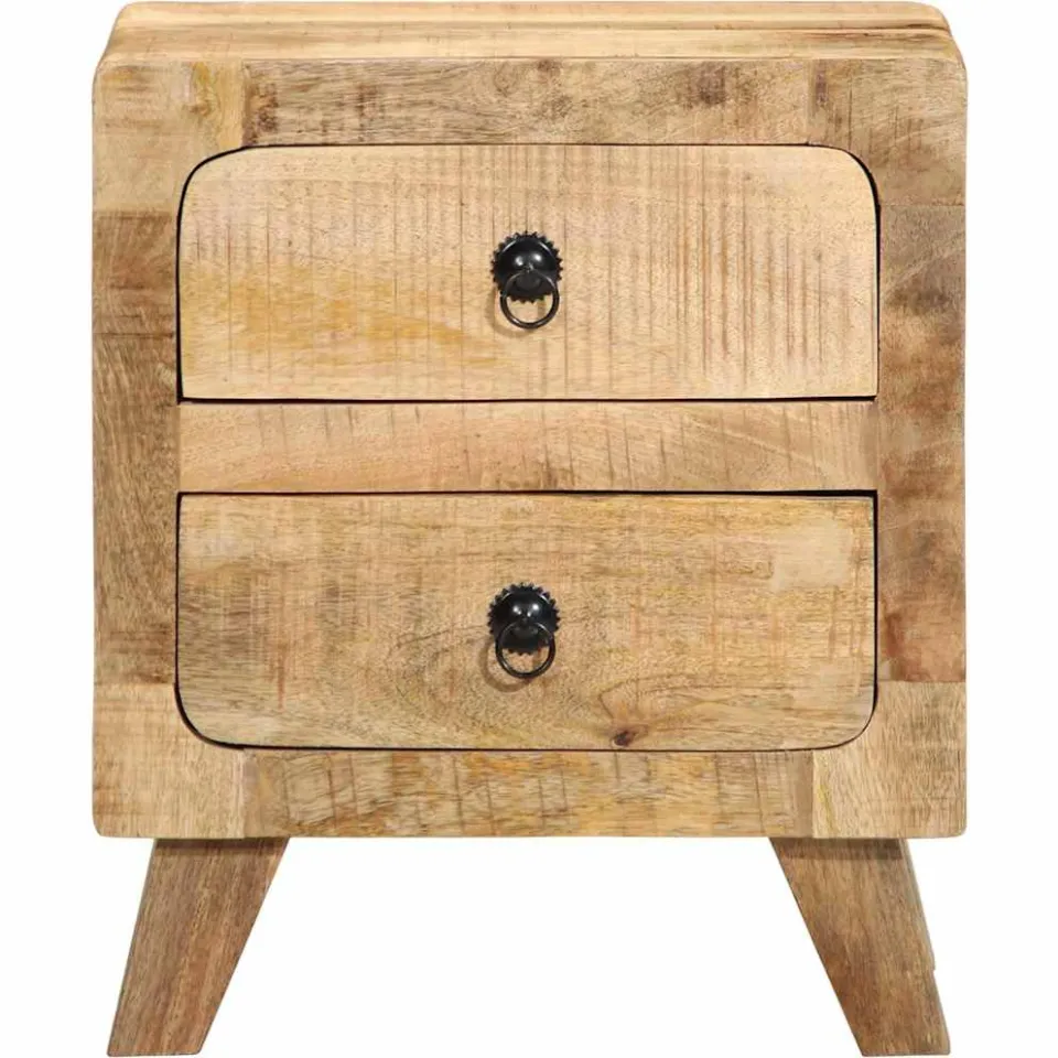 vidaXL Nachtkastje 2 st 40x32x46 cm massief hout ruw mangohout bruin, foto 2