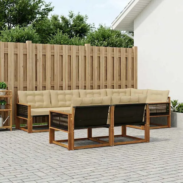 vidaXL Buiten bankenset 7 st 7-zits Natuurlijk en Beige