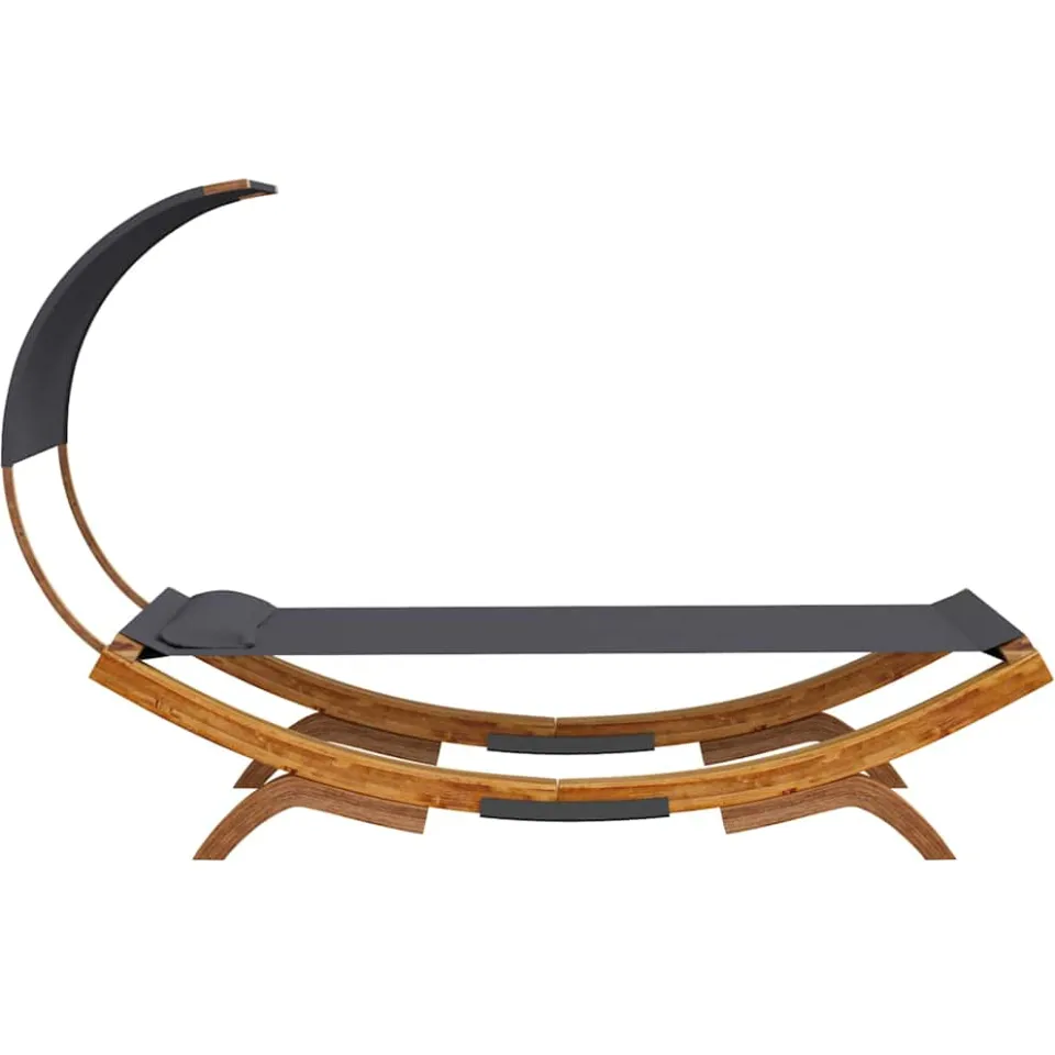 vidaXL Loungebed met luifel 100x200x126 cm gebogen hout antracietkleur, foto 4