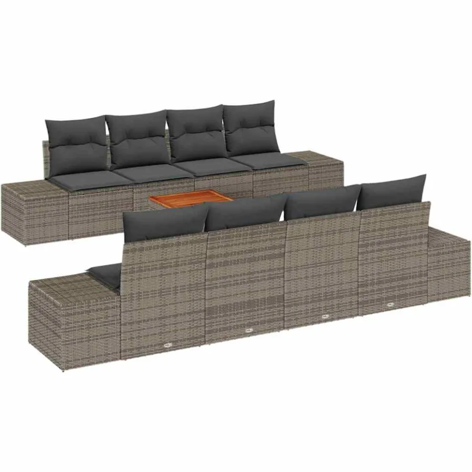 vidaXL Tuinbankenset 9 st Grijs poly rattan