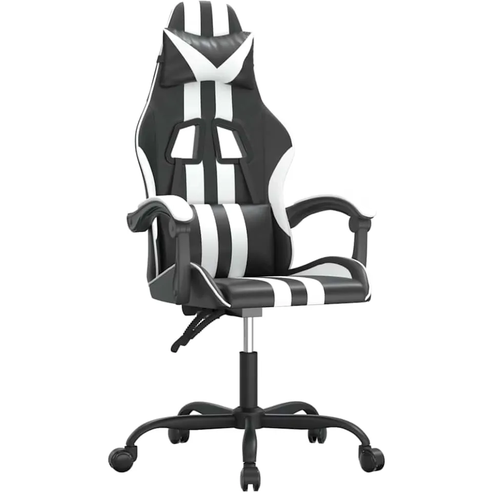 vidaXL Gamestoel draaibaar kunstleer zwart en wit, foto 3