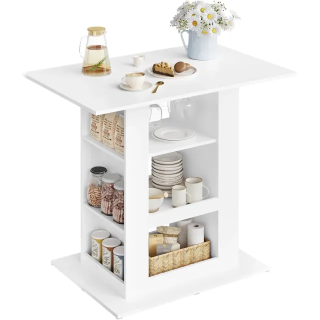 BukkitBow Moderne Bartafel met Opbergruimte en Wijnrek - 105cm - Wit
