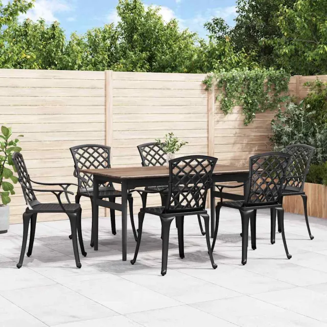 vidaXL Tuinstoelen 6 st gietaluminium zwart, foto 2