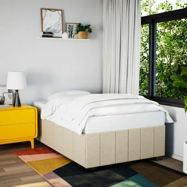vidaXL Bedframe zonder matras 120x190 cm stof crèmekleurig