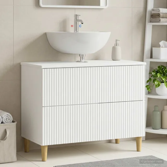 vidaXL Badkamer wastafelkast ARNHEM Wit 82 x 41 x 59 cm Bewerkt hout, foto 2
