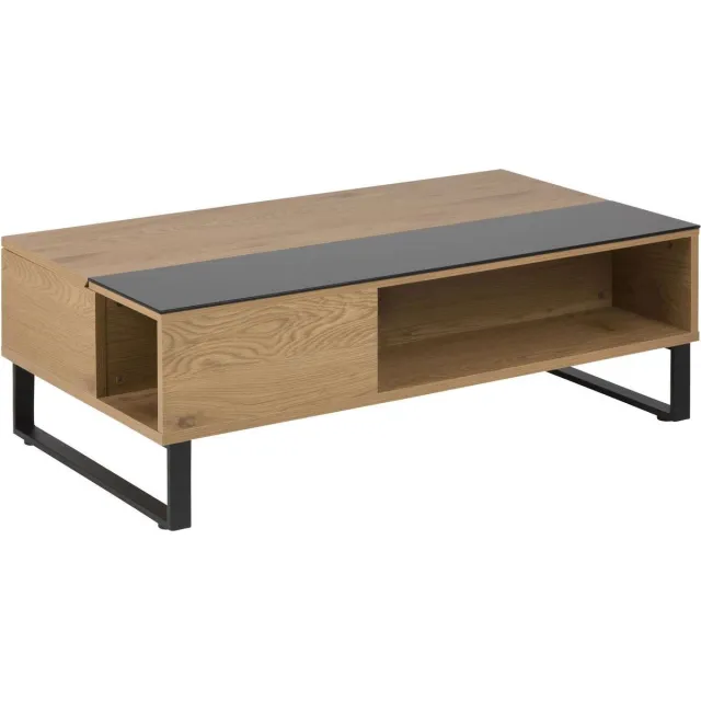 Giga Living Salontafel Archie - Naturel/Zwart Uitschuifbaar - 110x60x35cm Bruin