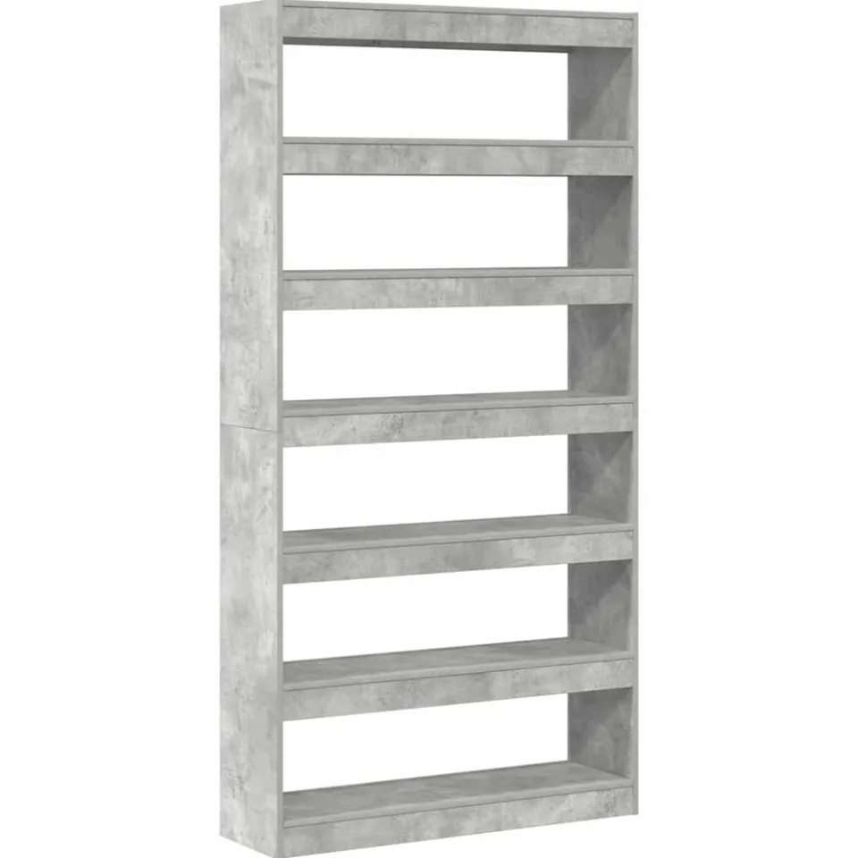 vidaXL Boekenkast 6-laags 100 x 30 x 198 cm Bewerkt hout Beton Grijs, foto 3