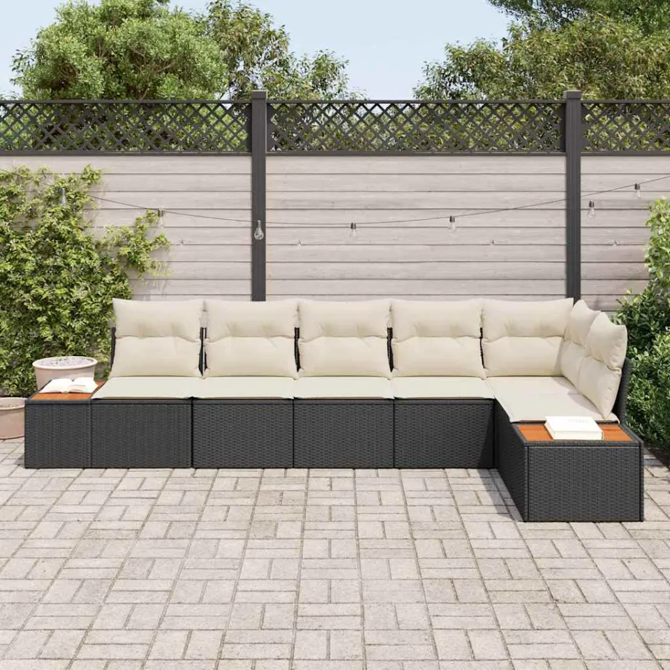 vidaXL Tuinbankenset 6 st Zwart Poly riet, foto 2