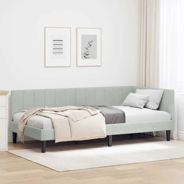 vidaXL Hoekbedframe Lichtgrijs 100 x 200 cm fluweel