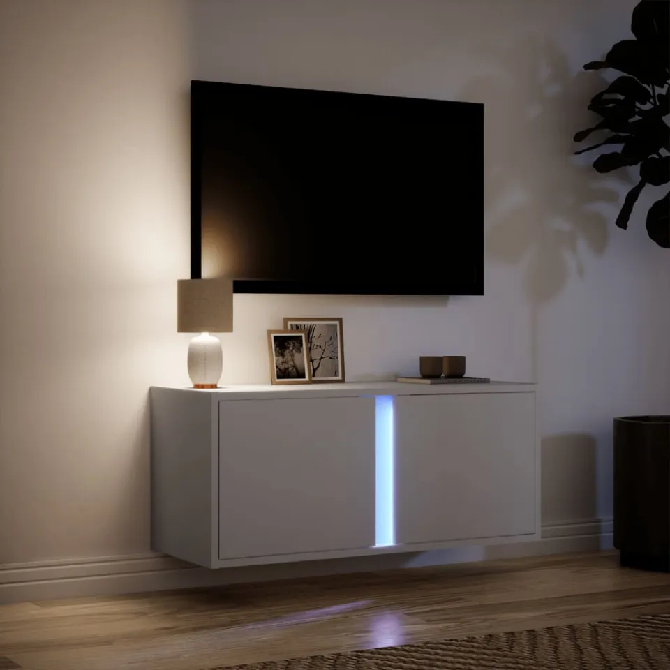 vidaXL Tv-wandmeubel met LED-verlichting 80x31x35 cm wit, foto 4