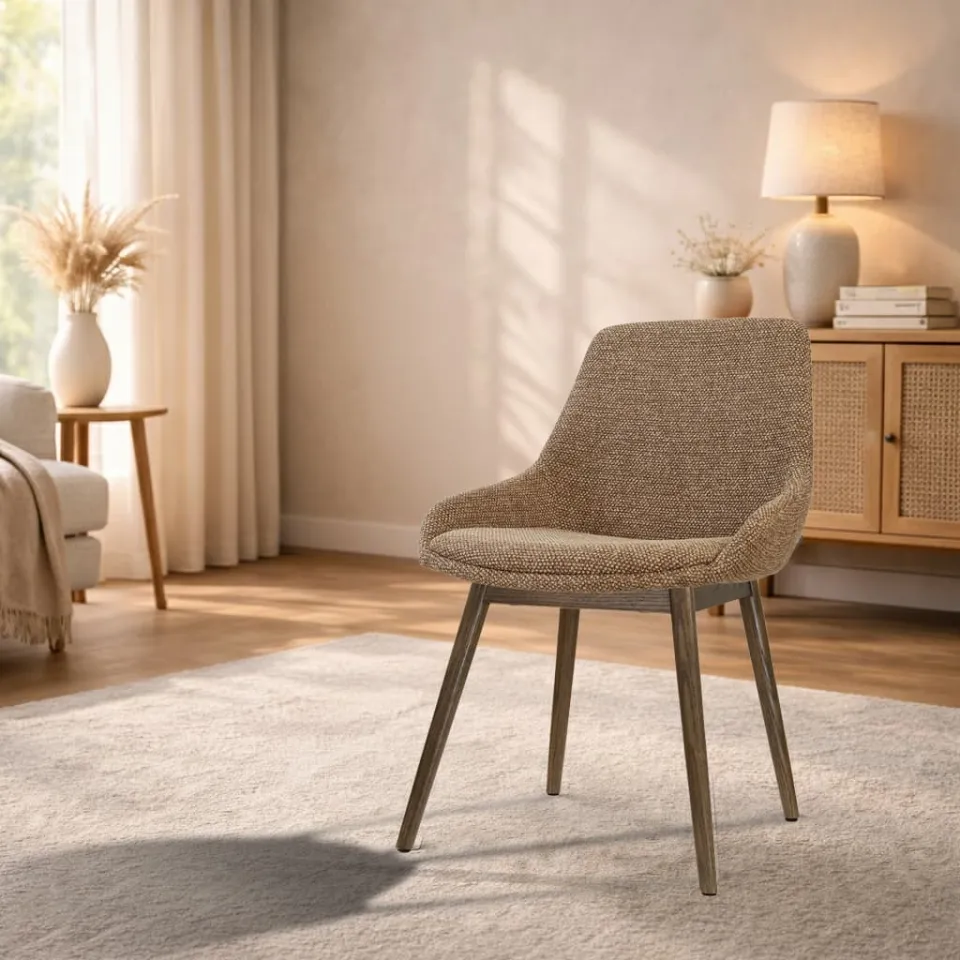 Nolon Nio-Isa eetkamerstoel bruin blend - walnoot houten onderstel, foto 2