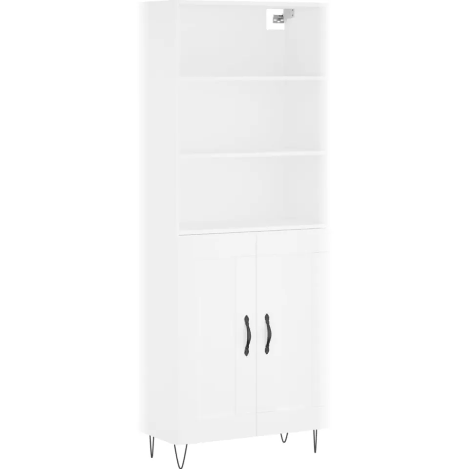 vidaXL Hoge kast 69,5x34x180 cm bewerkt hout wit, foto 3