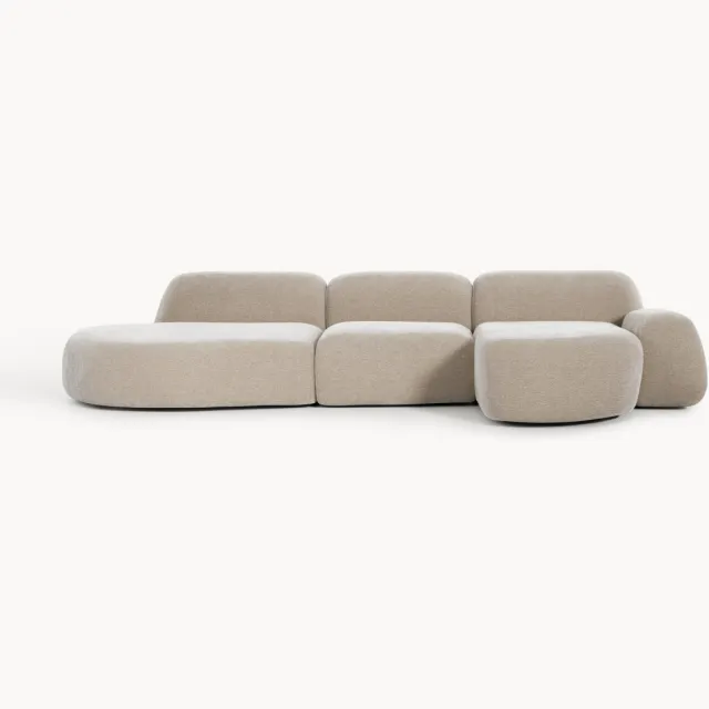 Westwing Collection Modulaire hoekbank Wolke (4-zits) met chaise longue beige