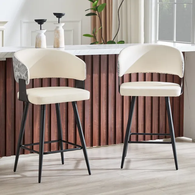 Clruro Barkrukken - 94,5 cm Hoog - 2 Stuks Ergonomisch - Voetsteun - Kunstleer/Metaal Wit
