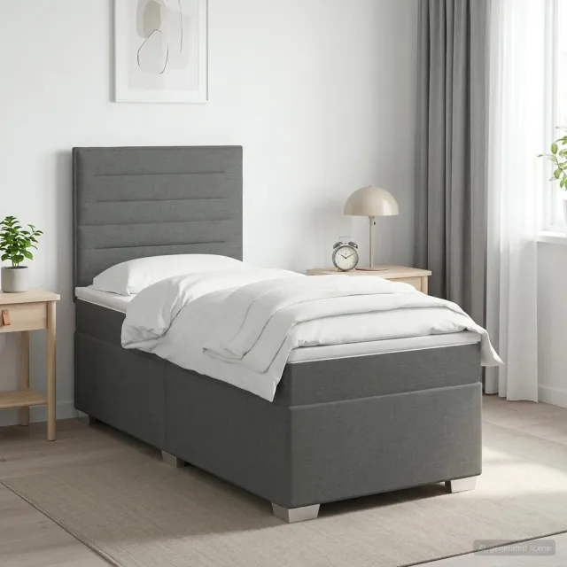 vidaXL Boxspringbed met matras Donkergrijs 90 x 190 cm Stof