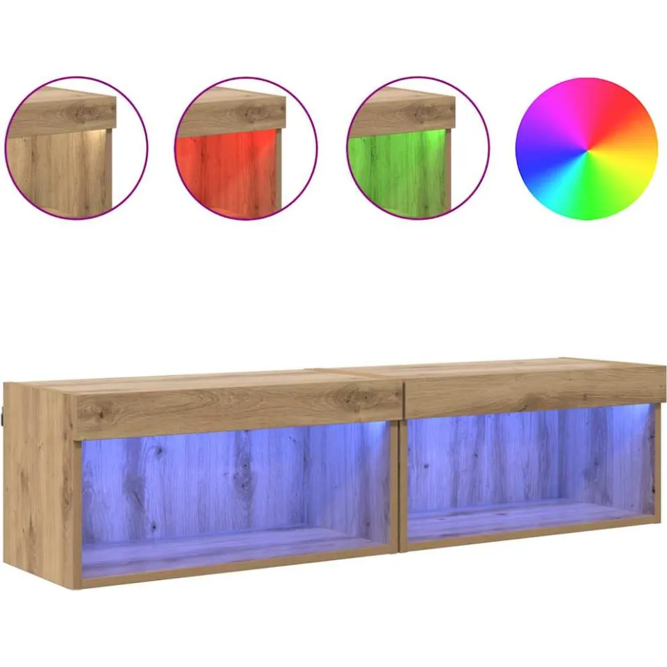 vidaXL Tv-meubelset 2 st Artisan Eiken Bewerkt hout, foto 4
