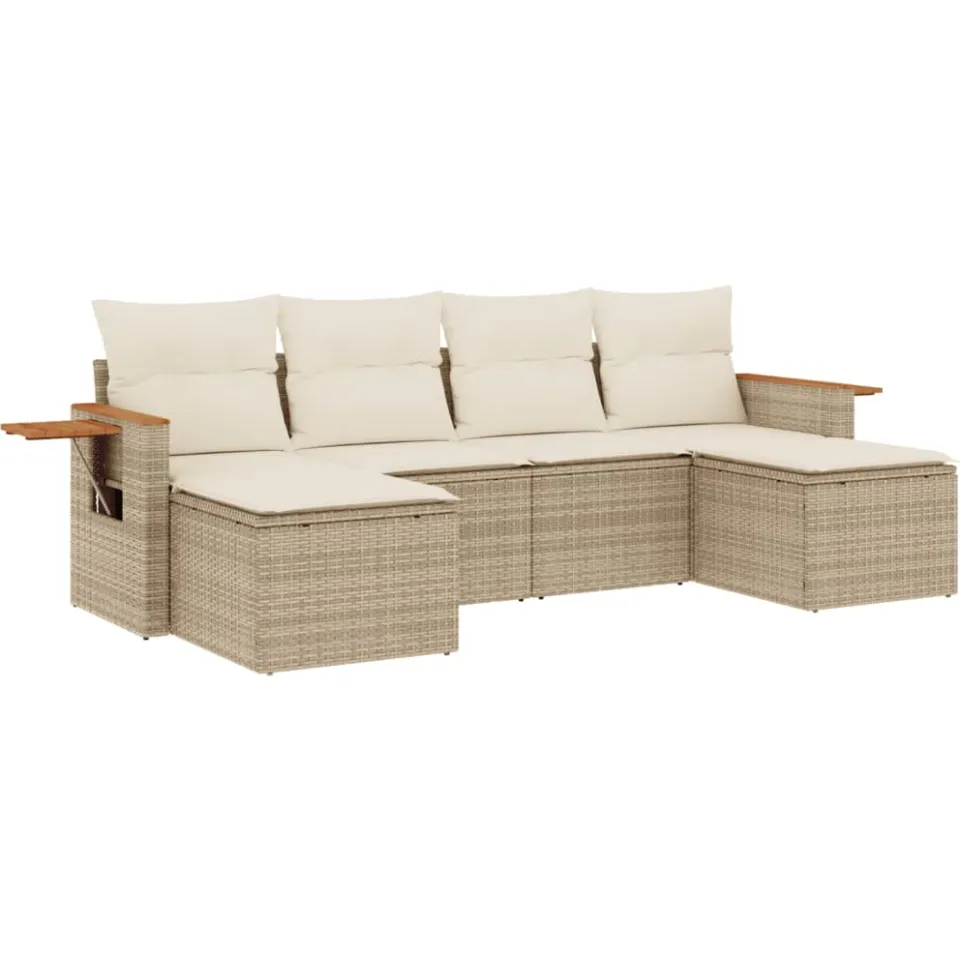 vidaXL Patio Sofa Set 6-zits Beige and Cream, foto 3