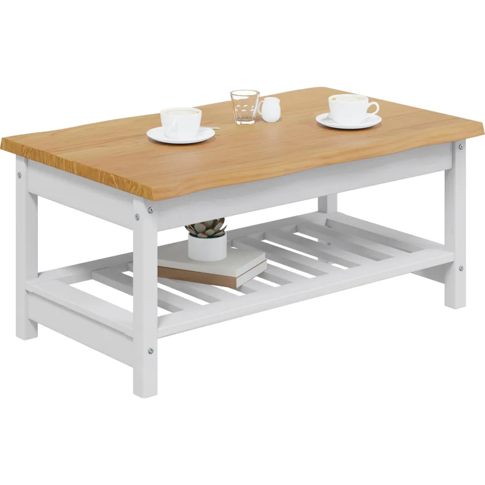 vidaXL Salontafel EKAI Wit 100 x 60 x 45,5 cm Massief grenenhout