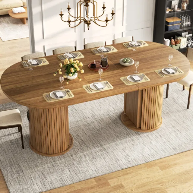 COVREO Eettafel 150-190x80x75 cm donkerbruin MDF, uitschuifbaar met opbergruimte Dark Brown