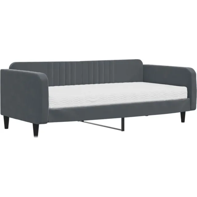 vidaXL Slaapbank - met - matras - 100x200 - cm - fluweel - donkergroen donkergrijs
