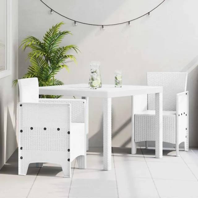 vidaXL Tuin Eetset 3 st Wit Polypropyleen, foto 2