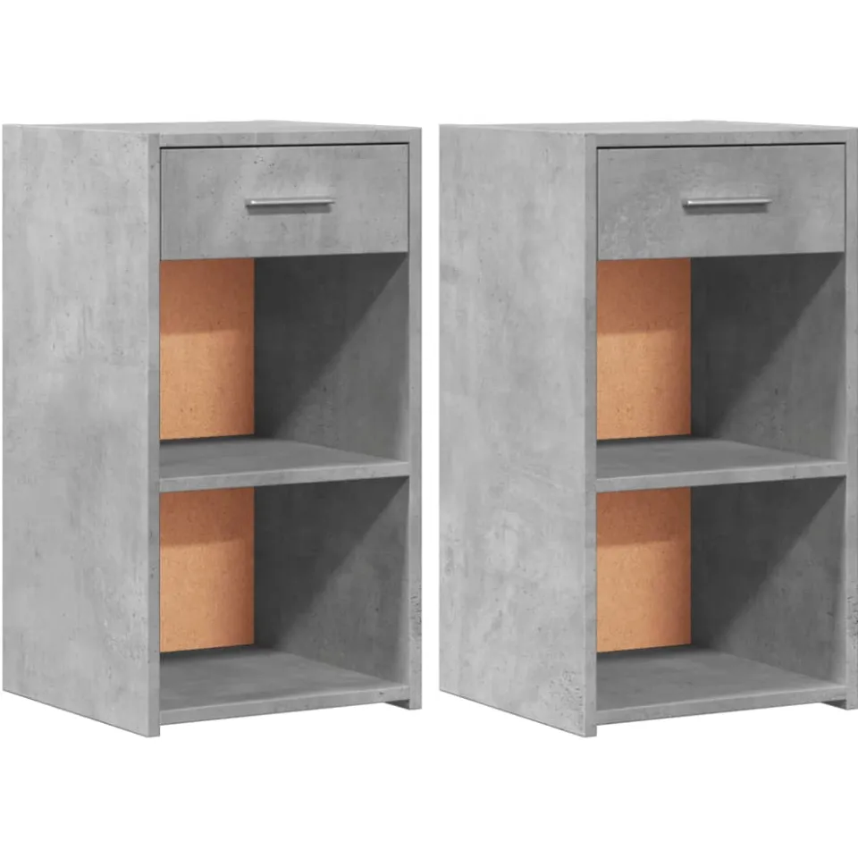 vidaXL Nachtkastjes 2 st 35x34x65 cm bewerkt hout betongrijs