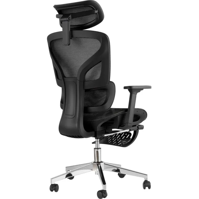 Danky Ergonomische Bureaustoel met Voetensteun - Verstelbare 4D-Armleuningen - Kantelbaar met Ademend Mesh - Tot 150 kg Zwart