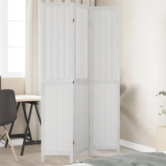 vidaXL Kamerscherm met 3 panelen massief paulowniahout wit, foto 2