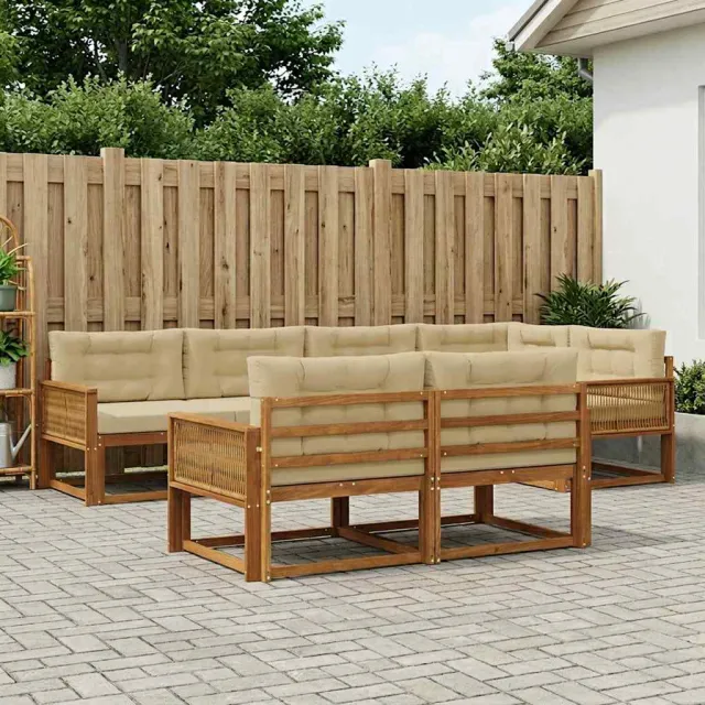 vidaXL Buiten bankenset 8 st 7-zits Natuurlijk en Beige