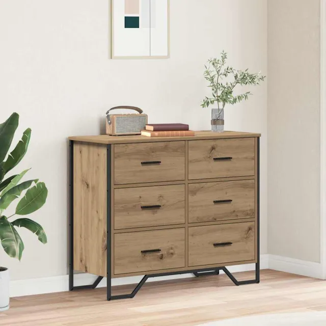 vidaXL Ladekast 6-Lade Artisan Eiken 91 x 35,5 x 74,5 cm Bruin
