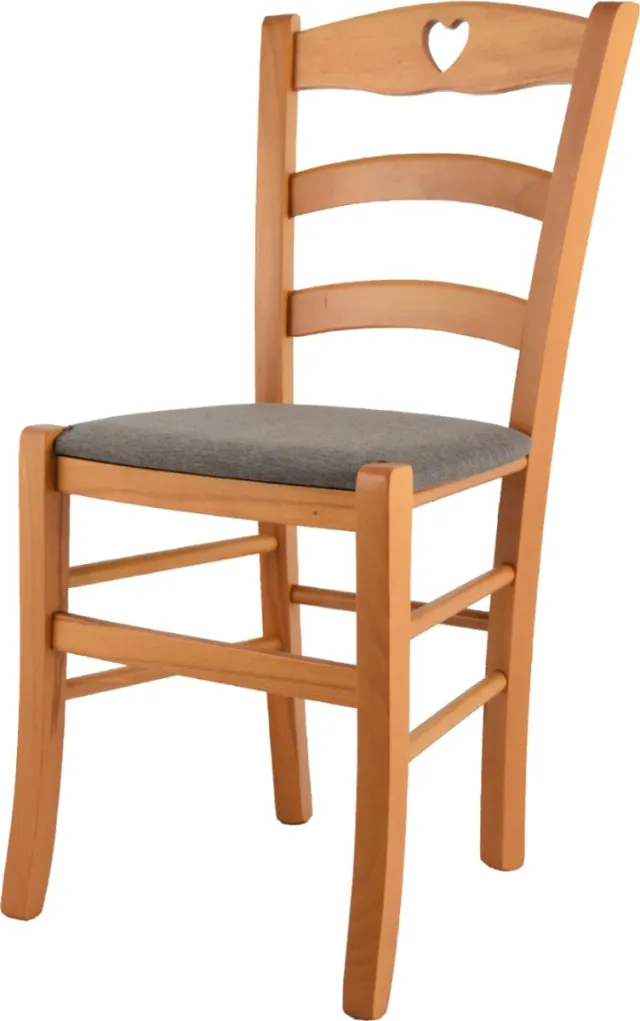 t m c s Tommychairs Cuore - Eetkamerstoel - 1 Stuk - Bruin - Stof en Hout Honing