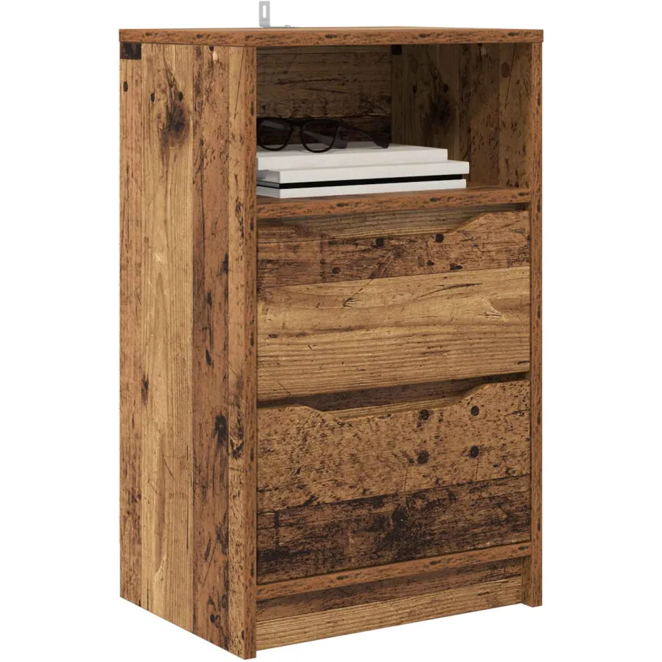 vidaXL Nachtkastjes 2 st Oud hout 40 x 30 x 67 cm Bewerkt hout Bruin