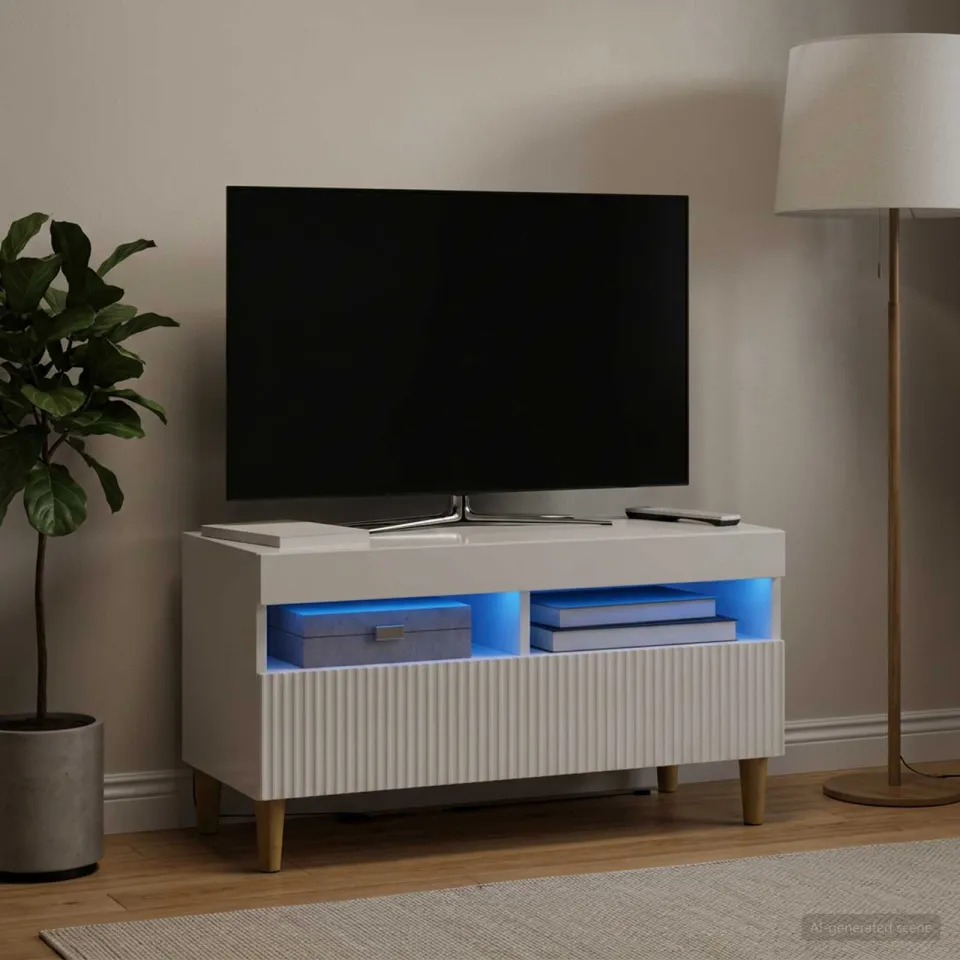 vidaXL LED tv-meubel ARNHEM 81 x 35 x 43 cm Hoogglans Wit Bewerkt hout, foto 4