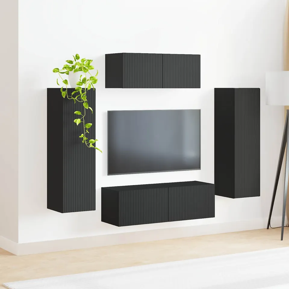 vidaXL Tv-meubelset 3 st 30 x 31 x 100 cm Zwart, foto 4