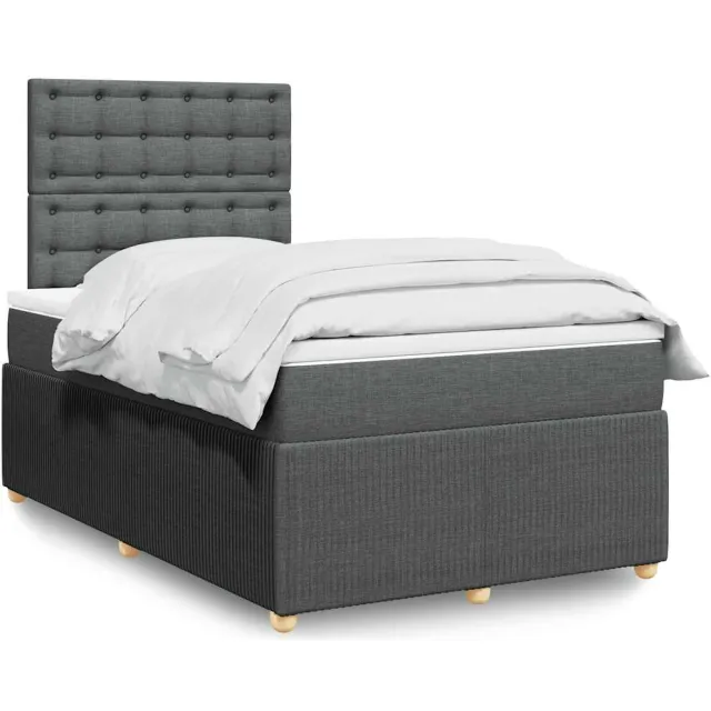 vidaXL Boxspring met matras stof donkergrijs 120x190 cm grijs