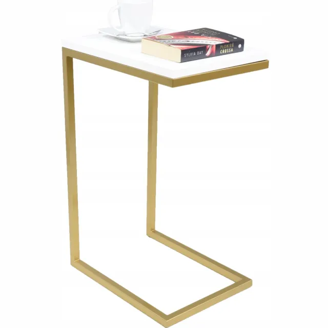 FutuStal Bijzettafel - Gouden Frame - Wit Glanzend Blad Goud;Wit