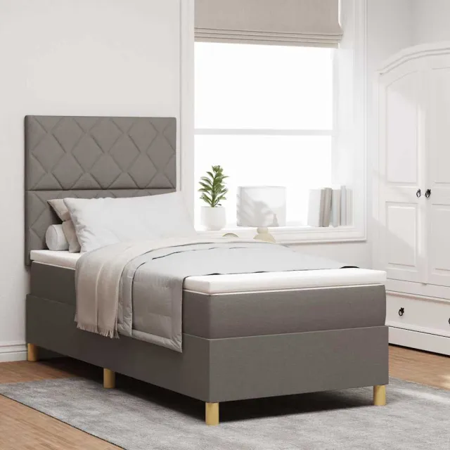 vidaXL LED Box Spring Bed met hoofdeinde Taupe 90 x 190 cm Stof