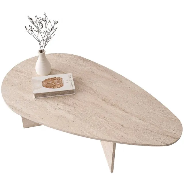 Vente-unique Salontafel - Beige kalksteen effect - LOMARETI