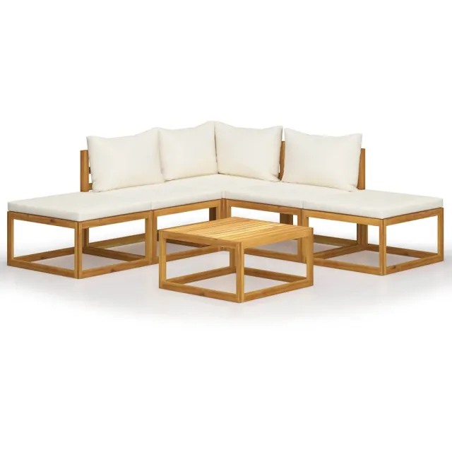 vidaXL 6-delige Loungeset met kussens massief acaciahout Bruin