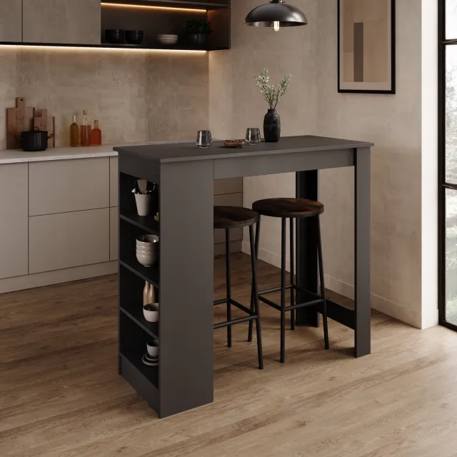 MEUBELLA Montrell - Bartafel - Antraciet - 115x50x103 cm