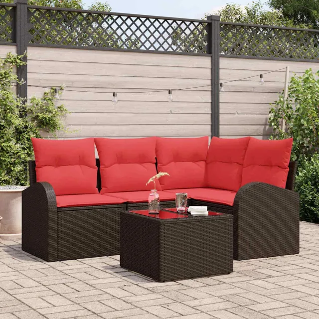 vidaXL Tuin Sofa Set 5 st Bruin poly rattan