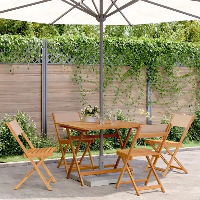 vidaXL 5-delige Tuinset massief hout en stof taupe, foto 2