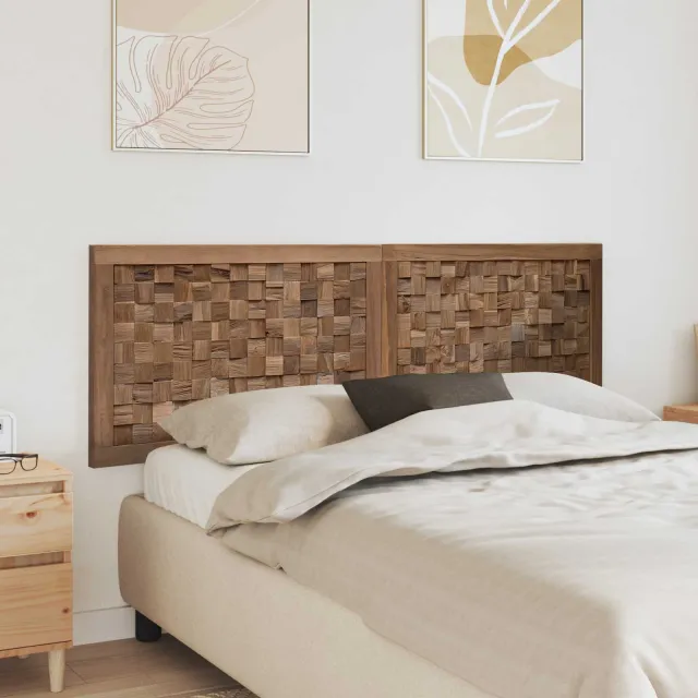 vidaXL Bed Hoofdbord Naturel Massief Teakhout Bruin