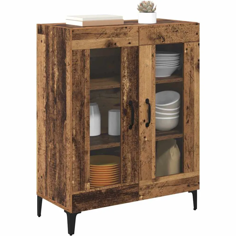 vidaXL Dressoir Oud Hout 69,5 x 34 x 90 cm Gemonteerd hout en ijzer Bruin