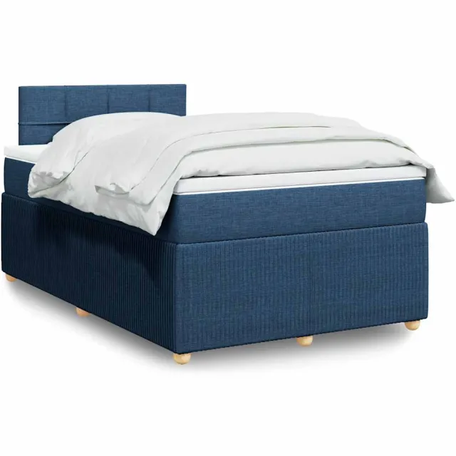 vidaXL Boxspring met matras stof blauw 120x200 cm